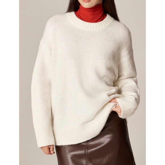 J. Crew Sweaters - J CREW Relaxed crewneck pullover sweater NWT XXS ivory